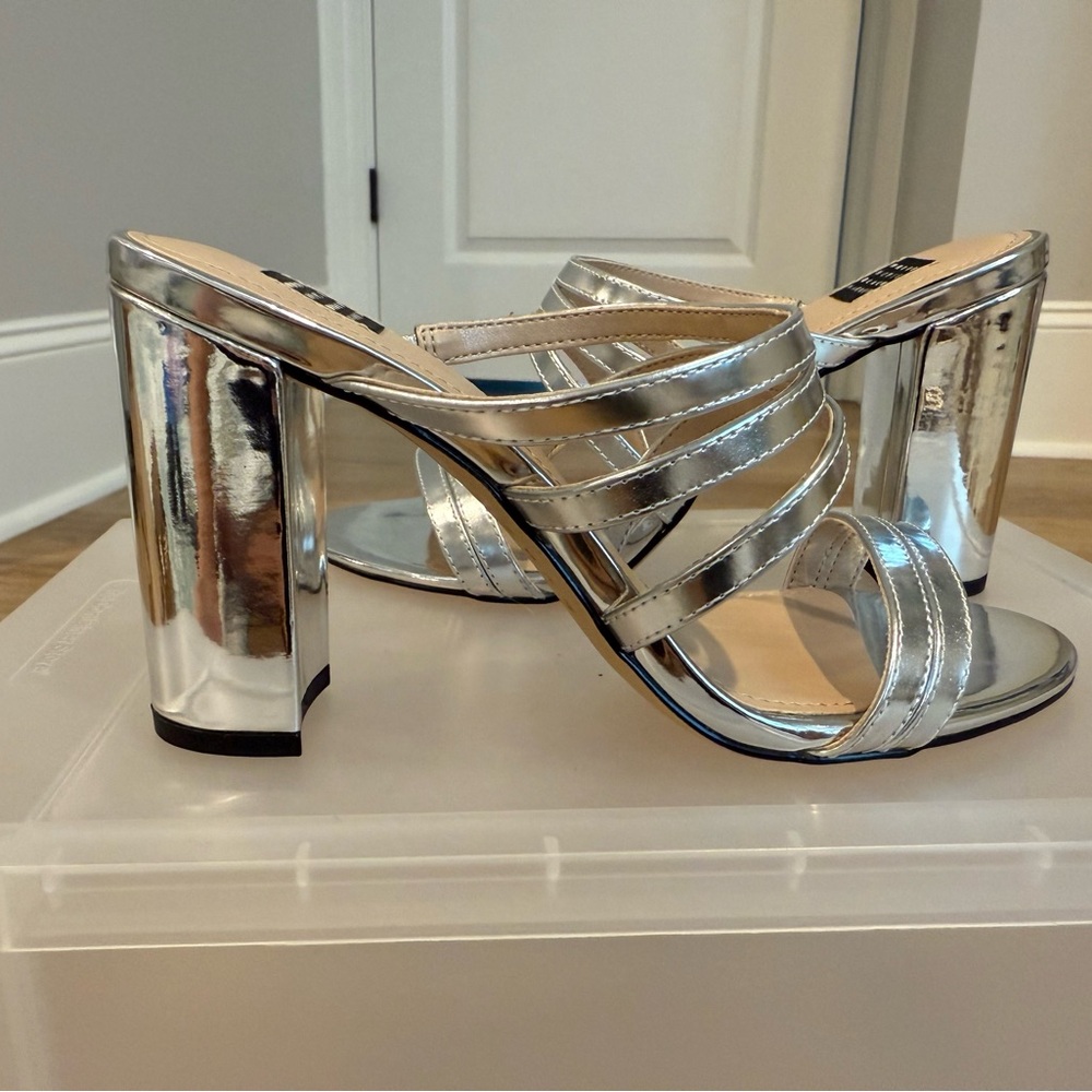 White House Black Market Metallic Heeled Sandals